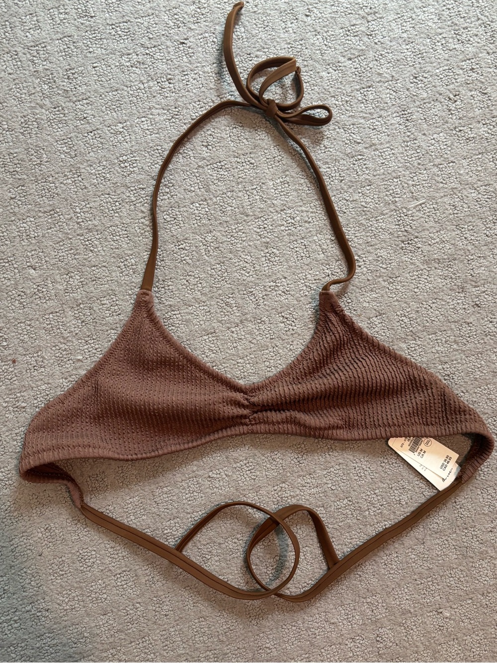 NWT aerie Brown Halter Bikini Top, Size Medium